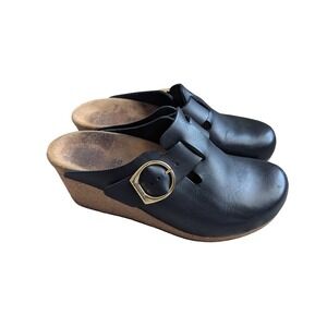 Birkenstock Fanny Ring buckle black leather platform clog size EU 40 / US 9